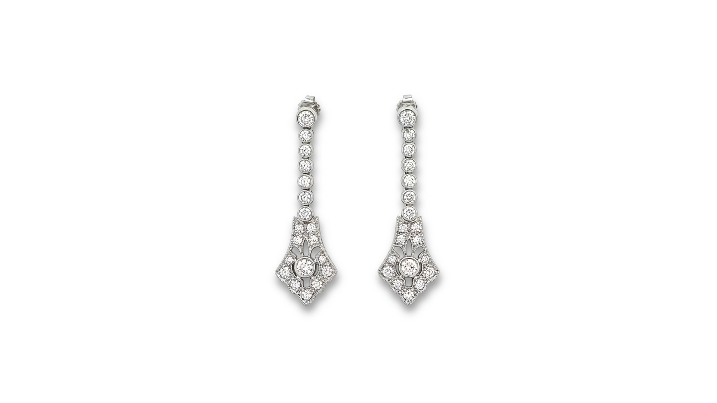 Art Deco Diamond and Platinum Dangling Earrings