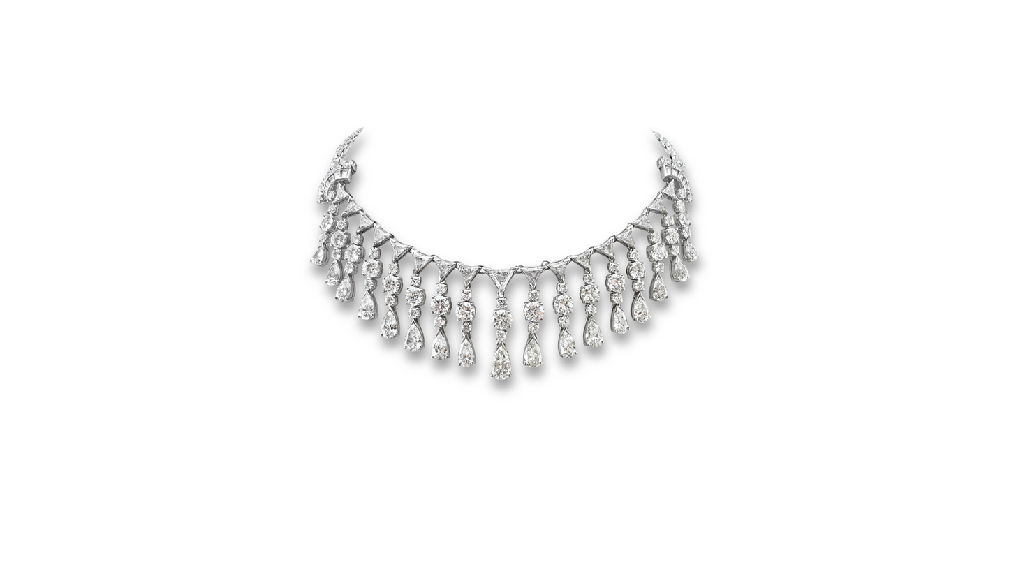Diamonds and Platinum Fringe Necklace