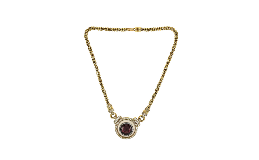 Intaglio, Diamond & Gold Necklace