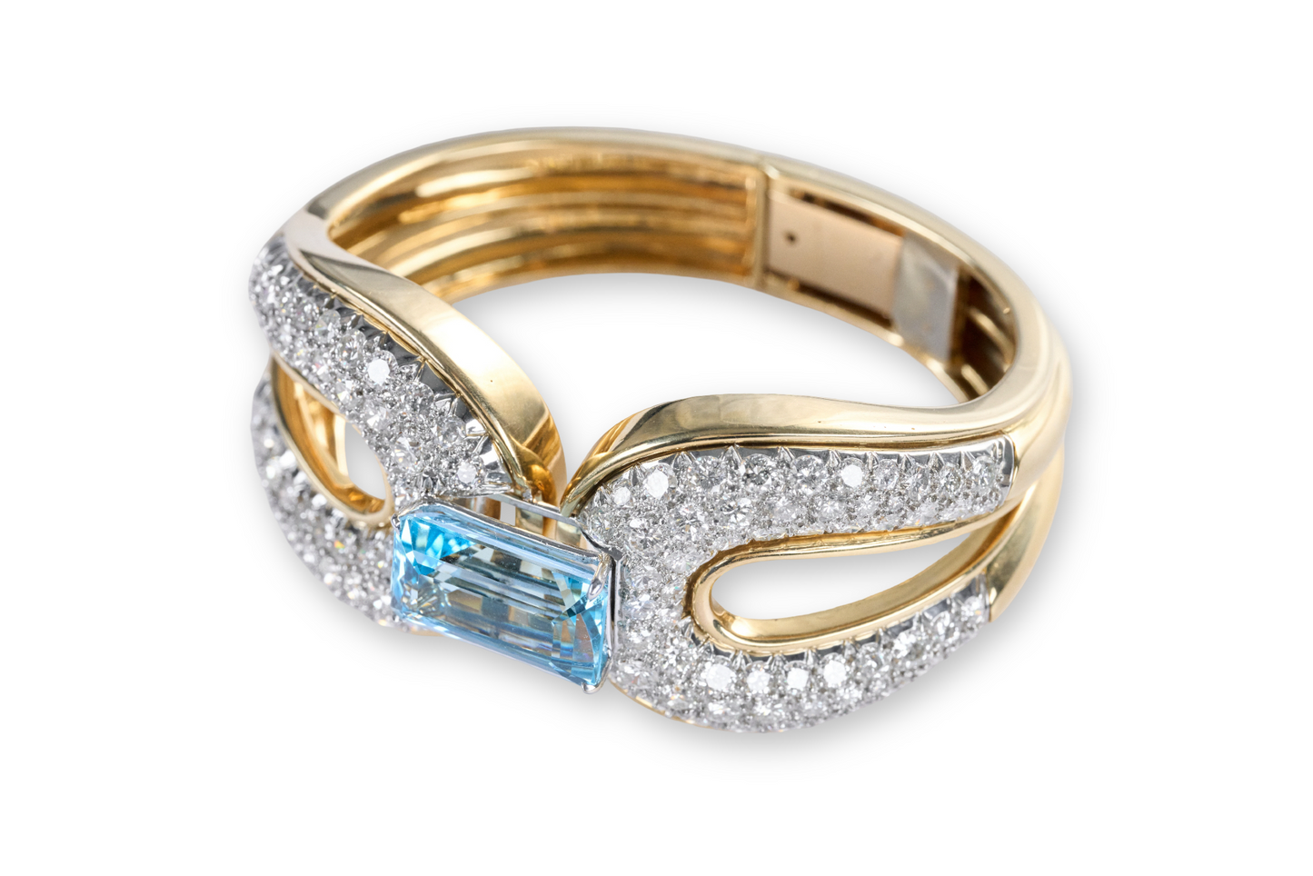 Aquamarine and Diamond Yellow Gold Bracelet