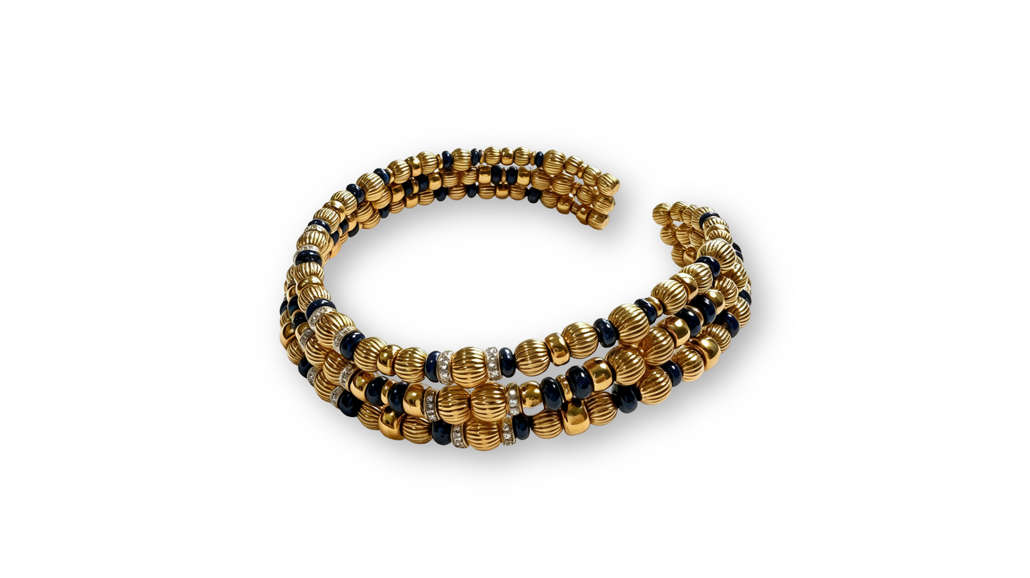 18 karat Gold, Sapphires and Diamond Necklace