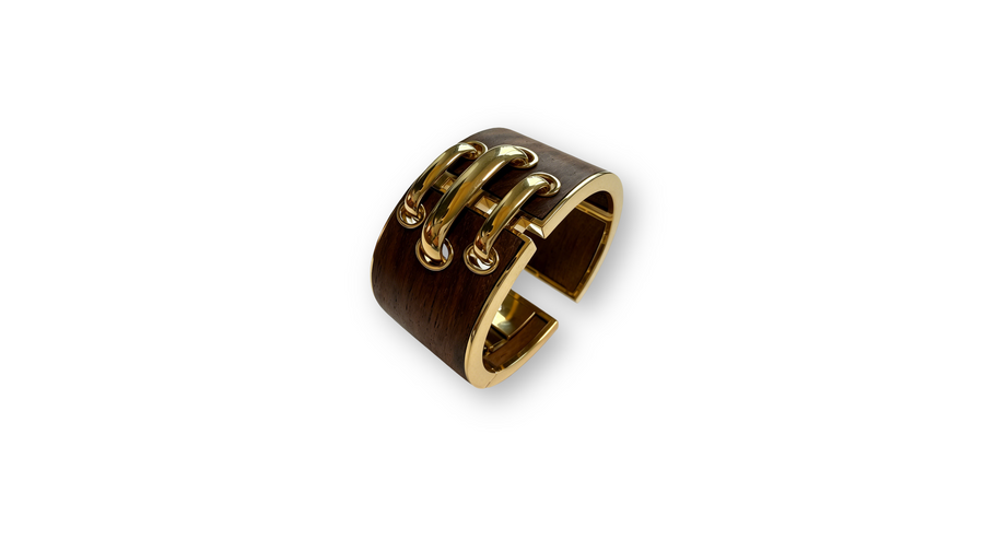 18k Gold and Wood Cuff Bracelet