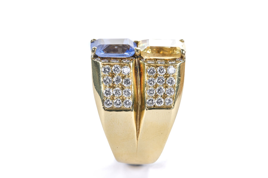 18K Gold Sapphire Diamond Ring