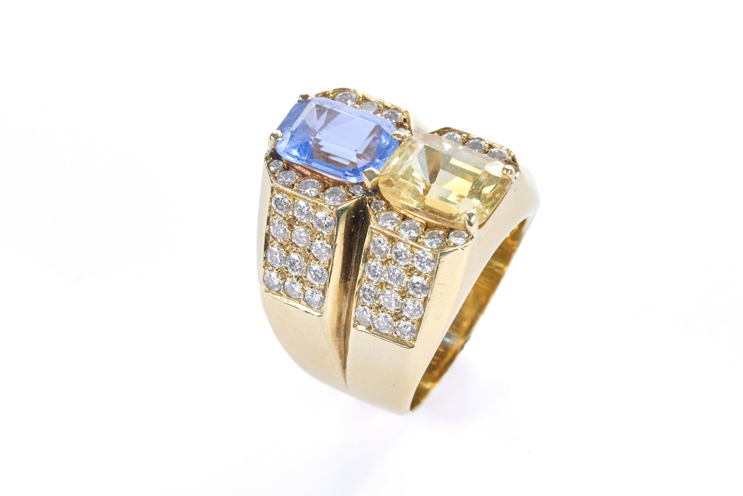 18K Gold Sapphire Diamond Ring