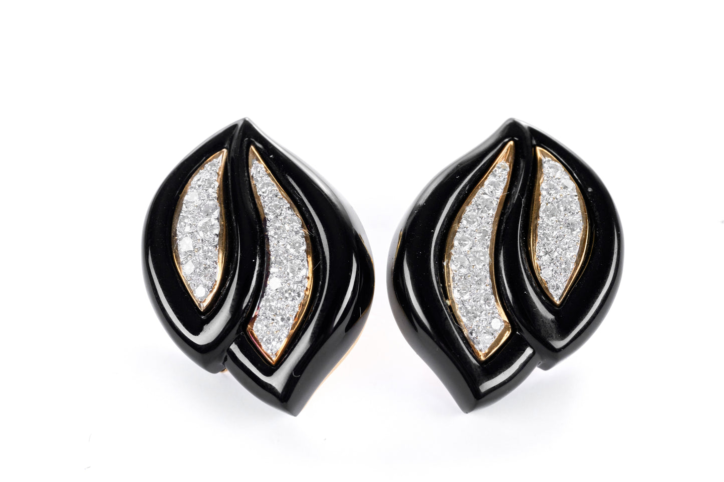 Onyx Diamonds Yellow Gold Earrings