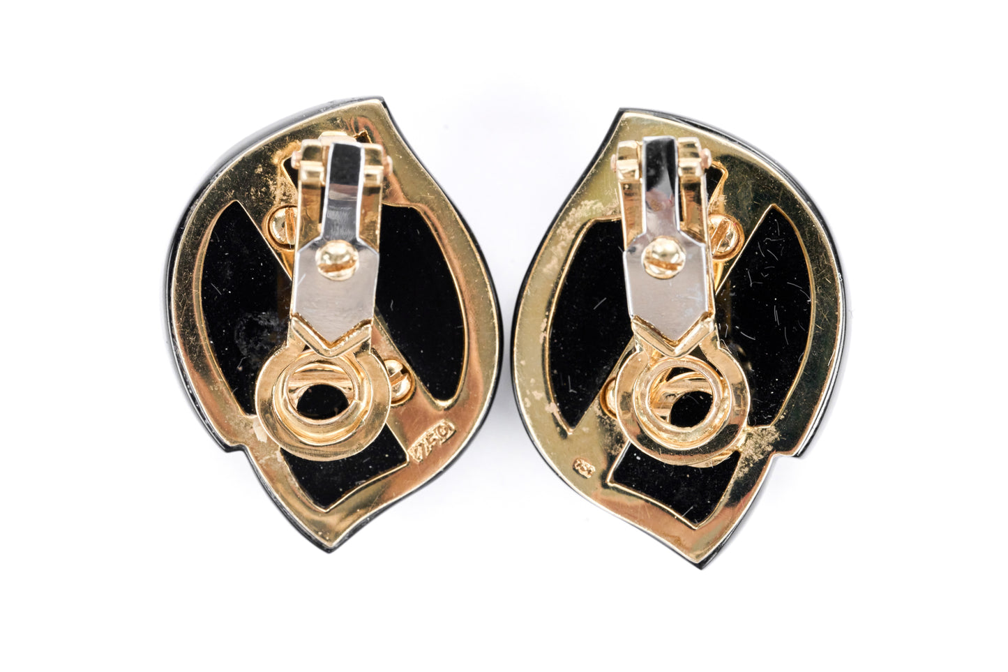 Onyx Diamonds Yellow Gold Earrings