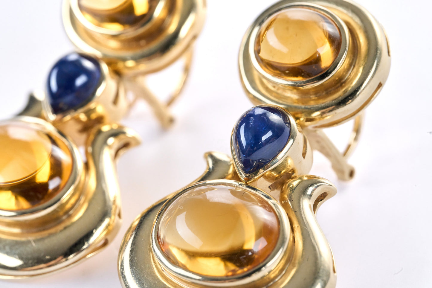 Multi-gem Set Yellow Gold Earrings