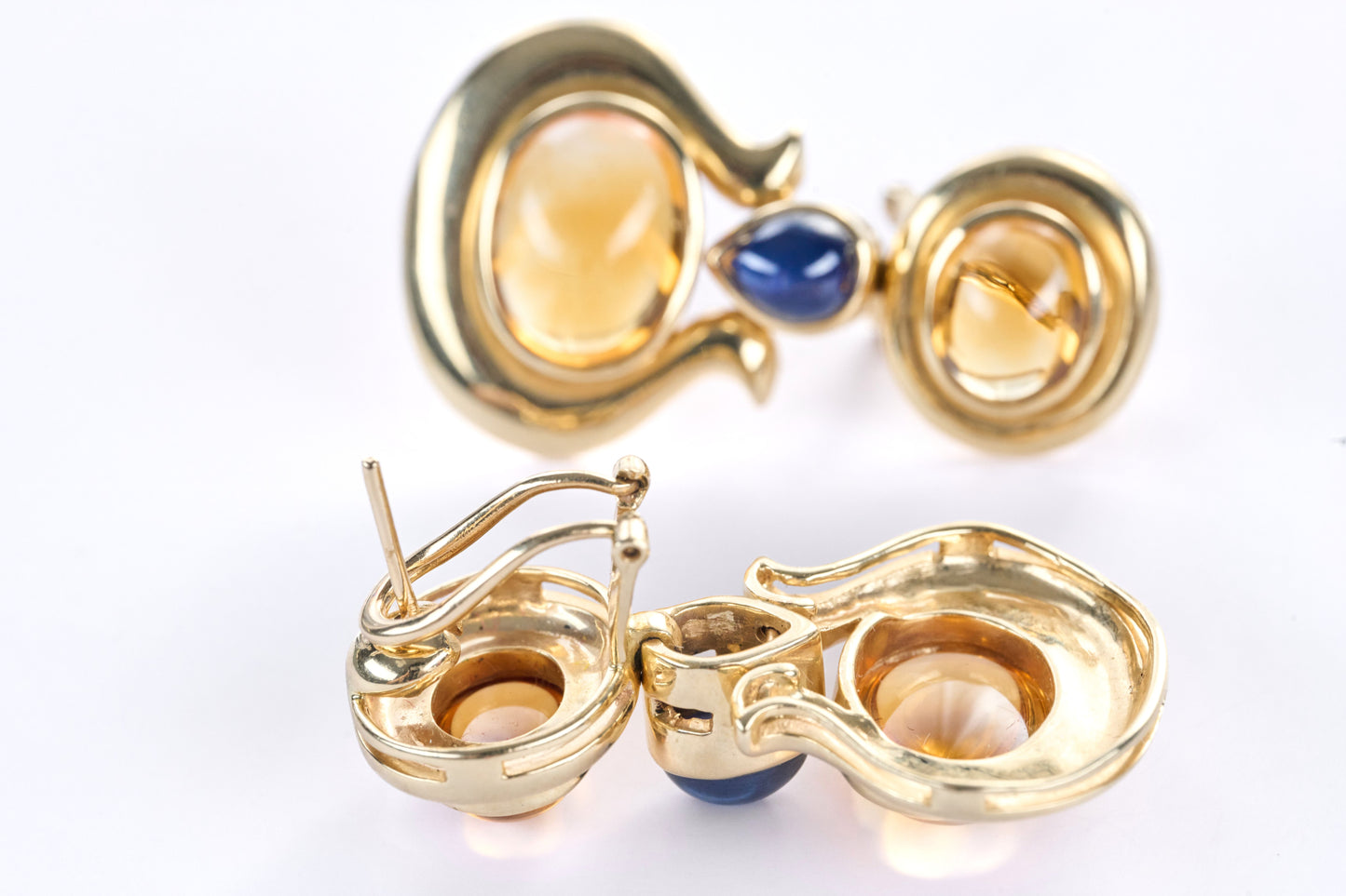 Multi-gem Set Yellow Gold Earrings