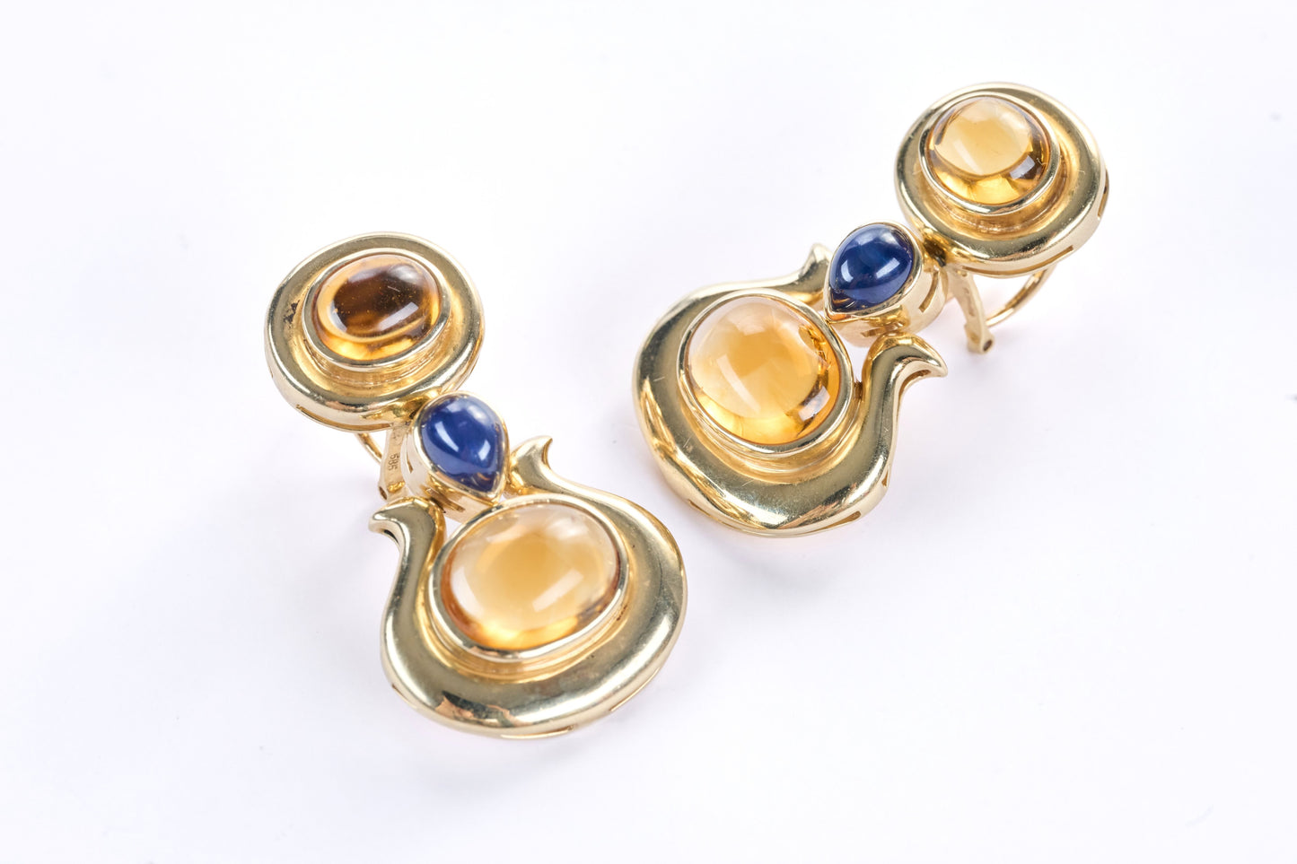 Multi-gem Set Yellow Gold Earrings