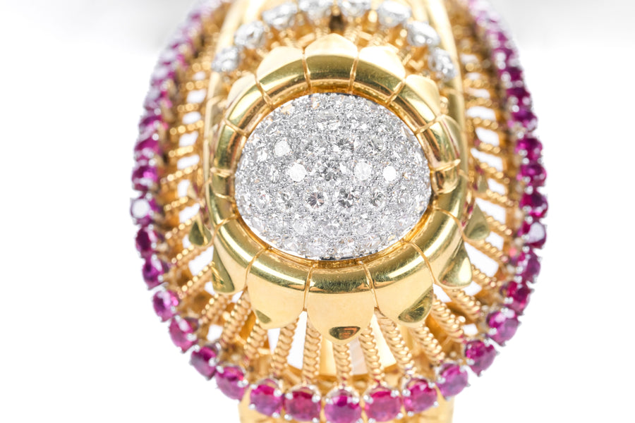 Diamonds Ruby Yellow Gold Bangle