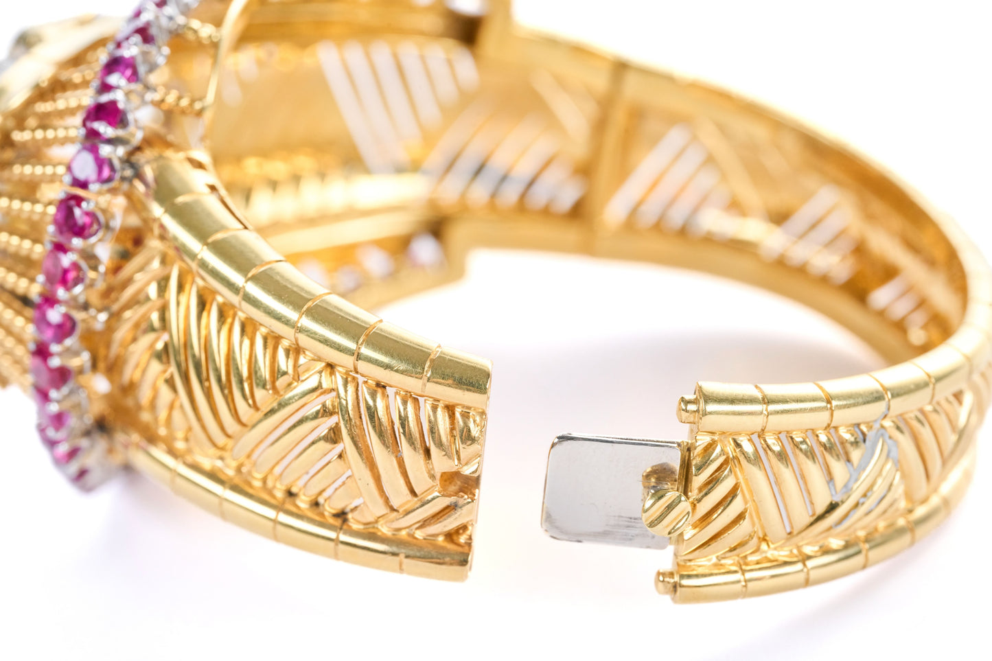 Diamonds Ruby Yellow Gold Bangle