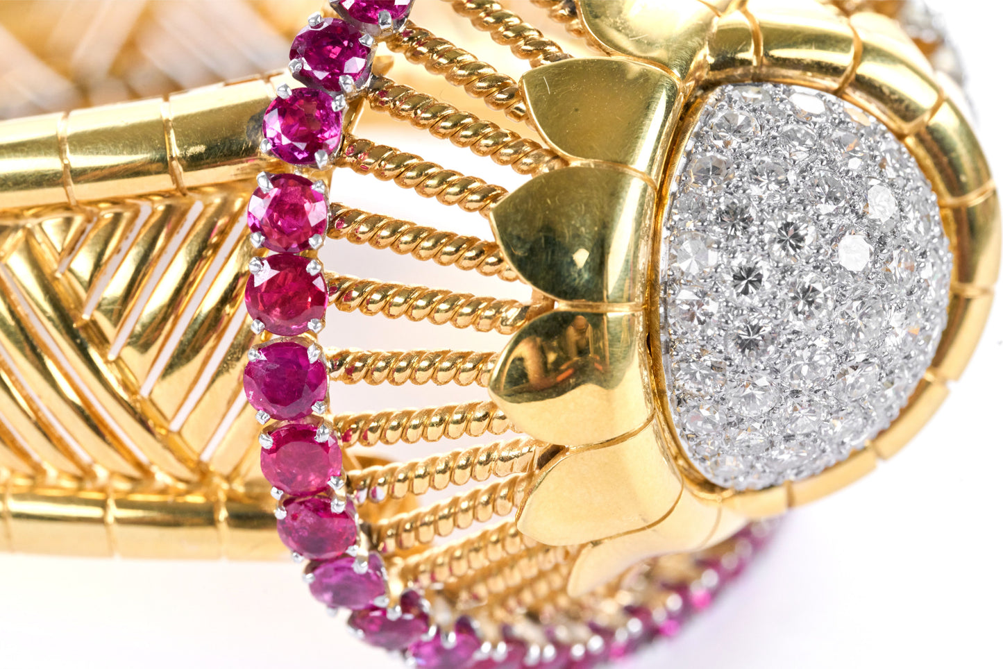 Diamonds Ruby Yellow Gold Bangle