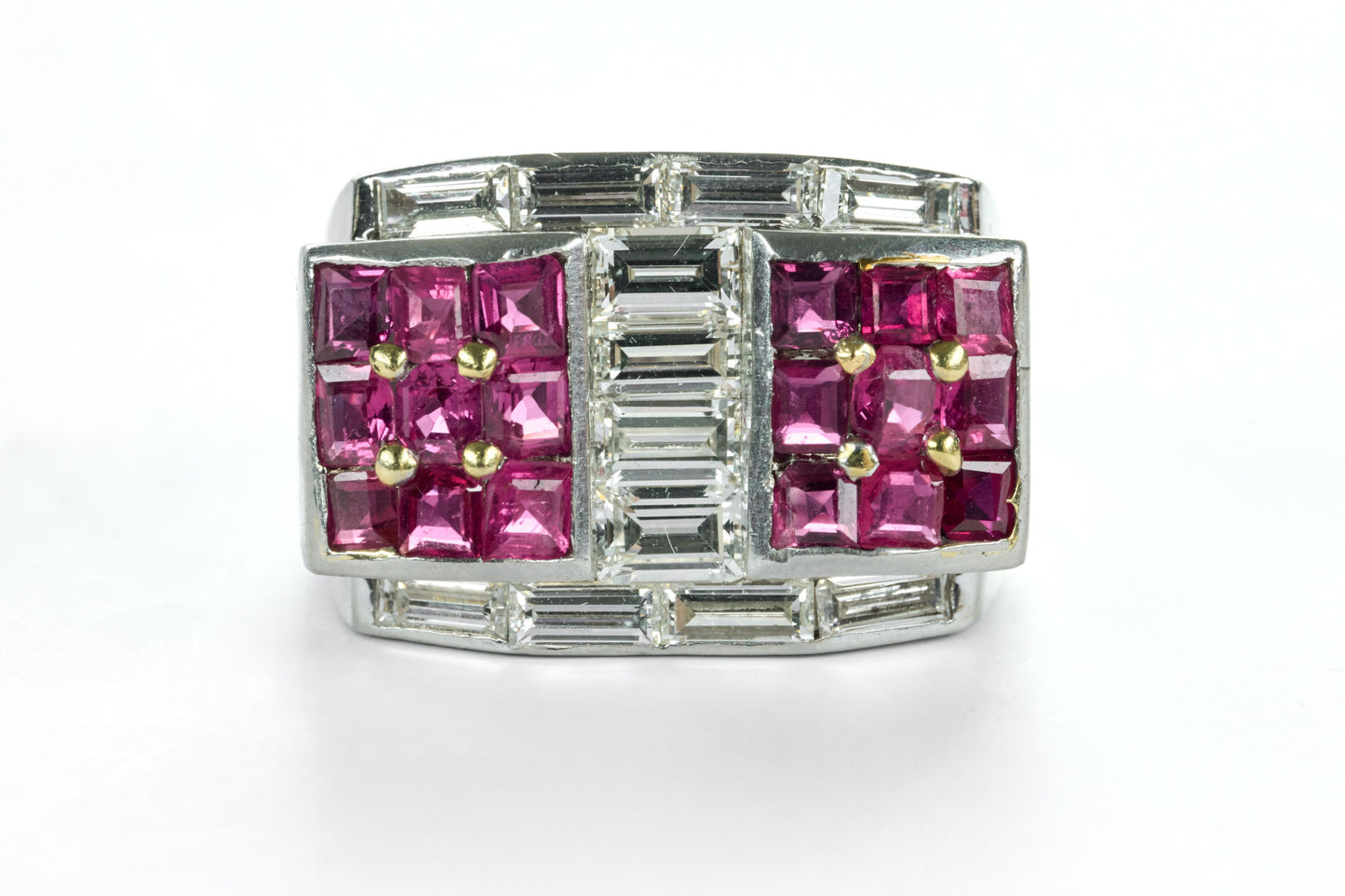 Platinum Diamonds Ruby Retro Ring
