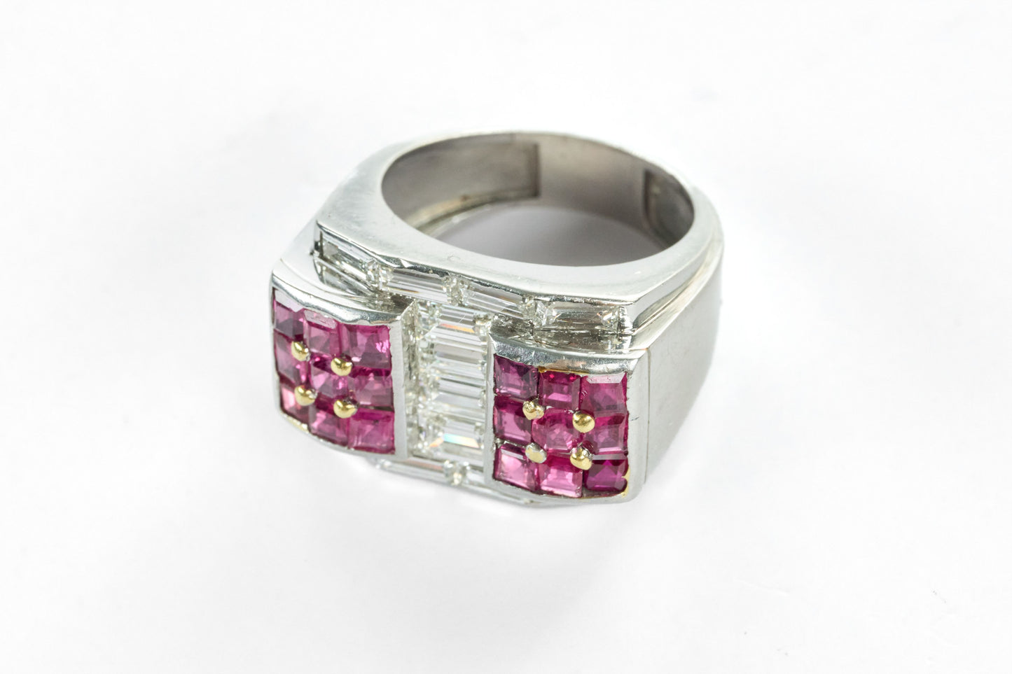 Platinum Diamonds Ruby Retro Ring