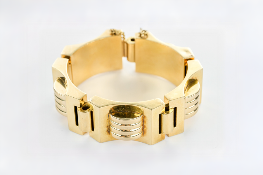 Retro Yellow Gold Tank Bracelet