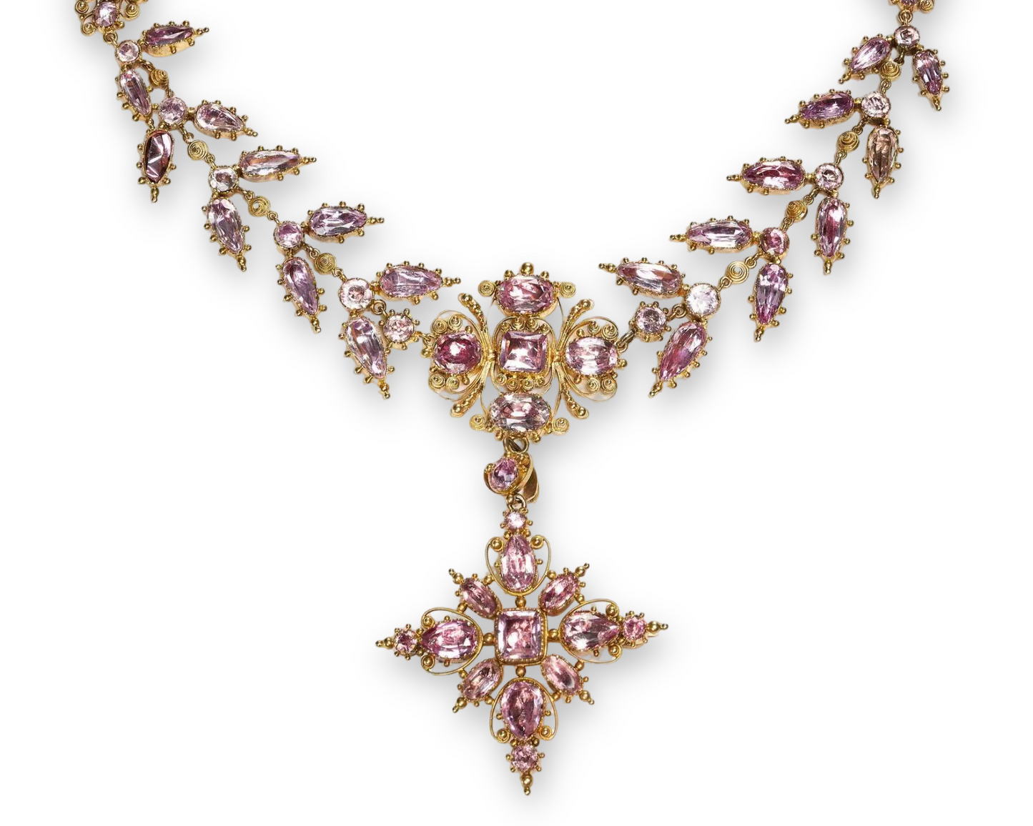 Antique Pink Topaz Necklace
