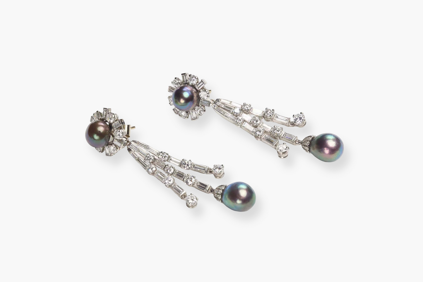 Natural Pearl and Diamond Earrings