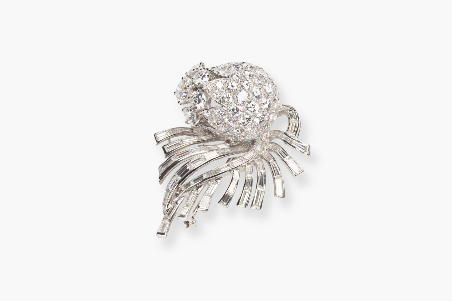 Diamond and Platinum Flower Brooch, 1960s