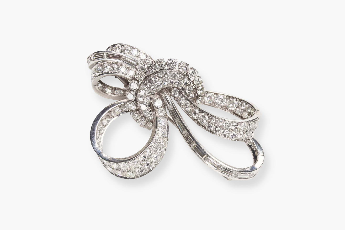 Diamond and Platinum 'Ribbon' Brooch