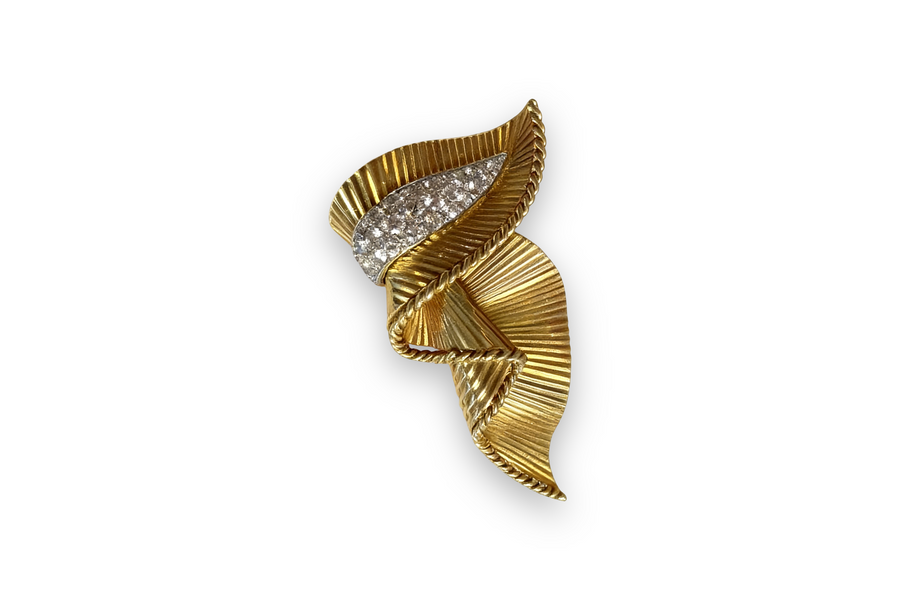 Cartier 18K Yellow Gold and Diamonds Brooch