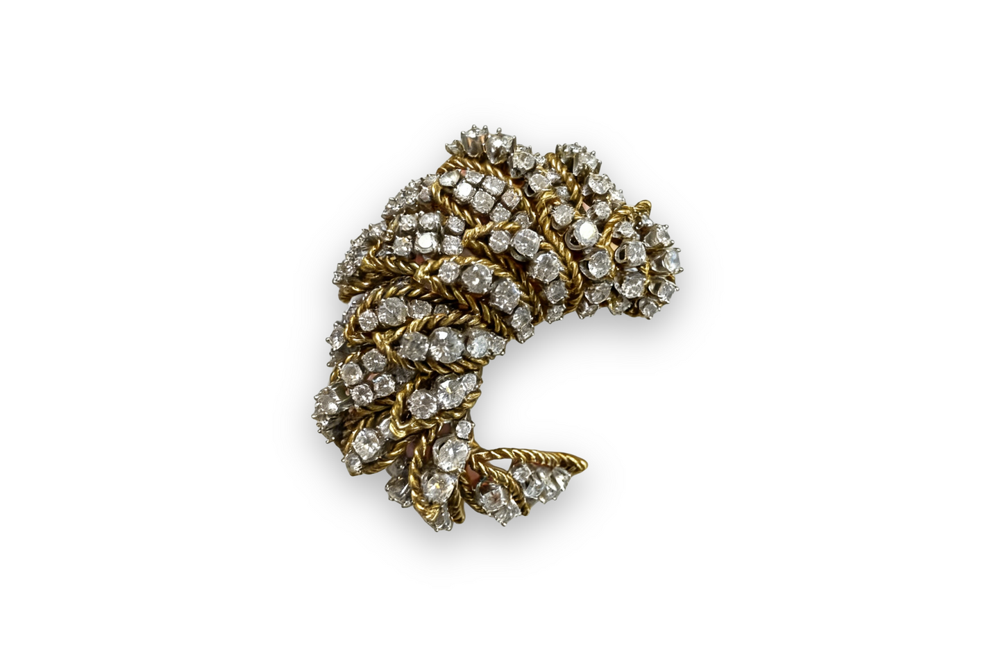 18k Yellow Gold and Diamonds Brooch