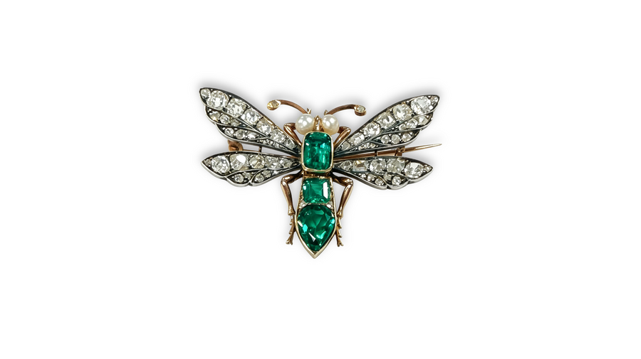 Antique Emerald & Diamond Brooch